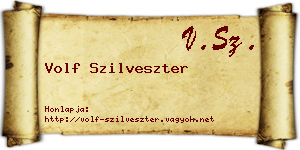 Volf Szilveszter névjegykártya